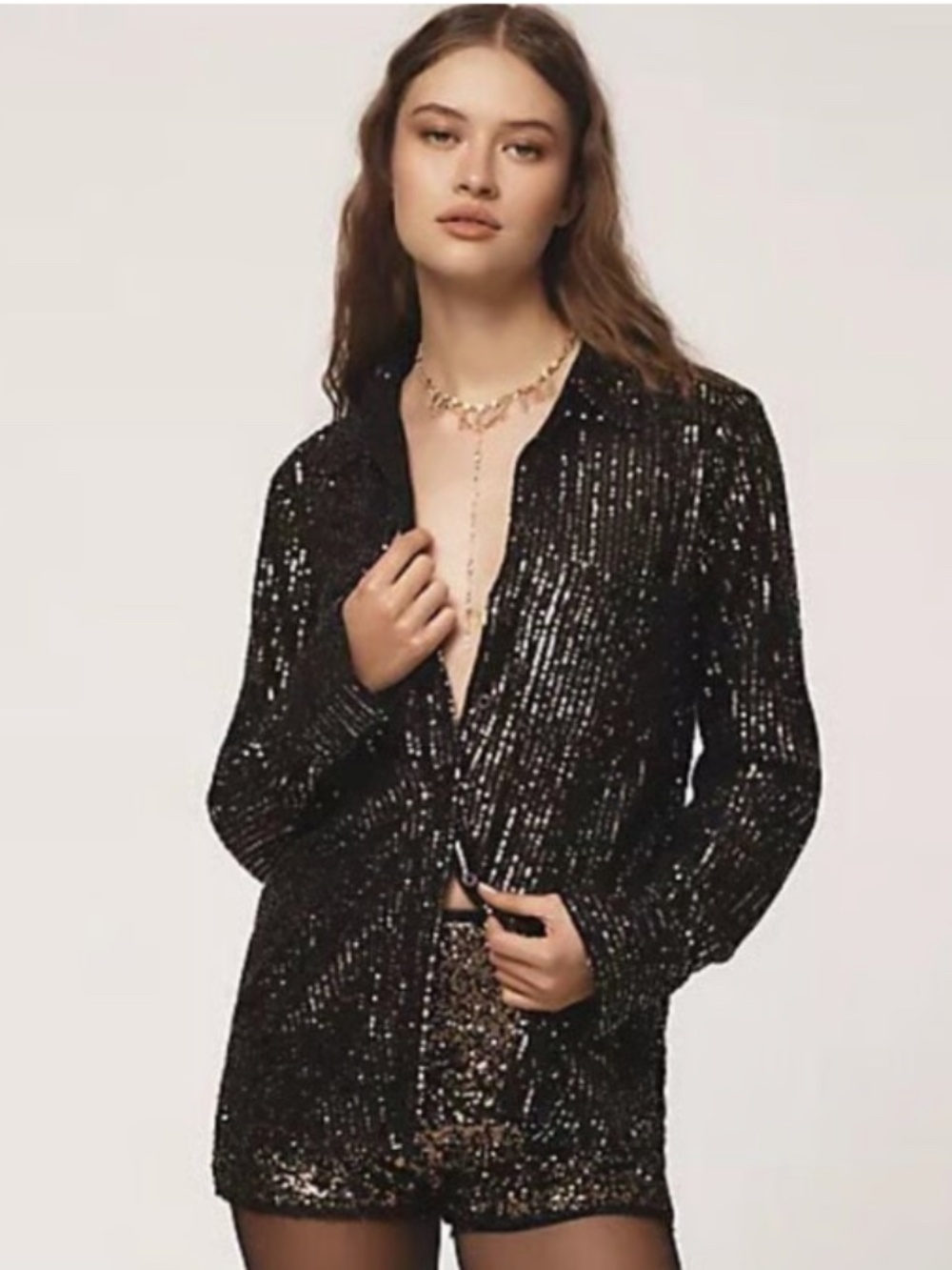 Statement Top Anthropologie The Remie Sequin Buttondown NWT Small
